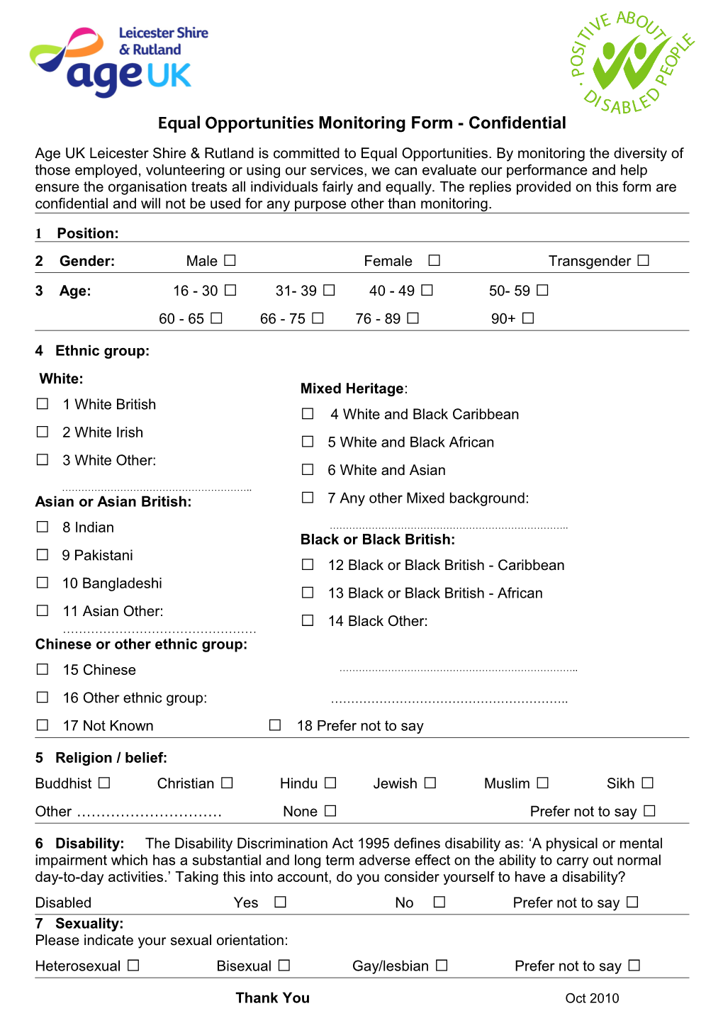 ACL Diversity Monitoring Form