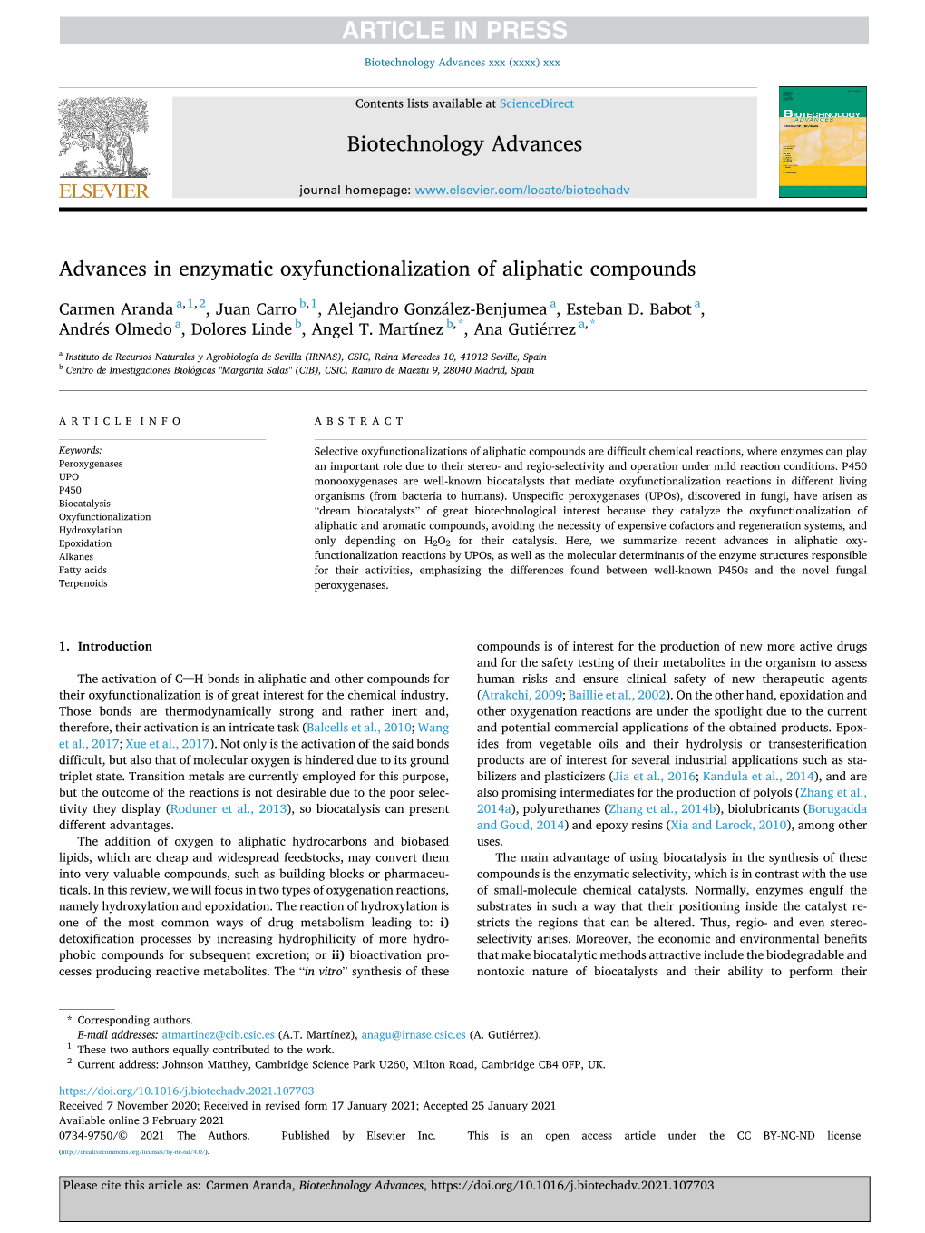 Advances in Enzymatic Oxyfunctionalization of Aliphatic Compounds