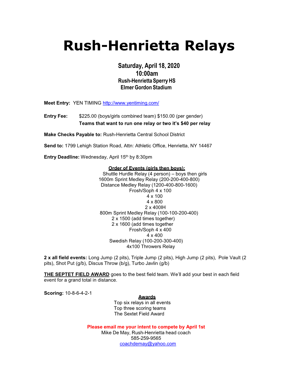 Rush-Henrietta Relays