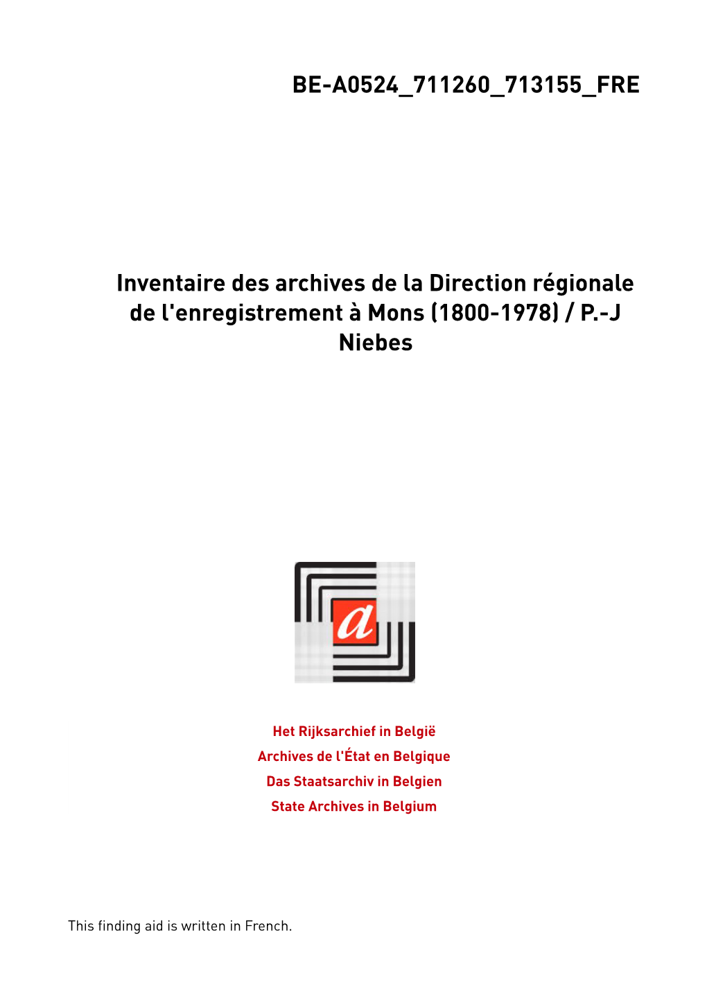 BE-A0524 711260 713155 FRE Inventaire