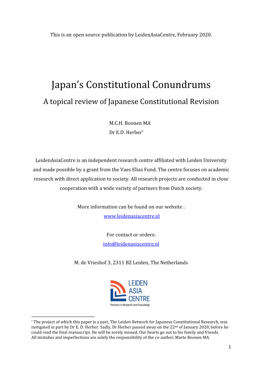 Japan's Constitutional Conundrums