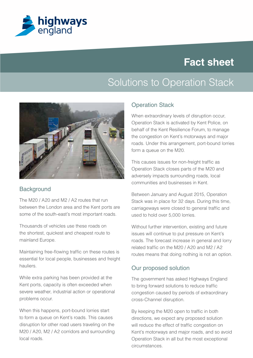 Fact Sheet Solutions to Operation Stack