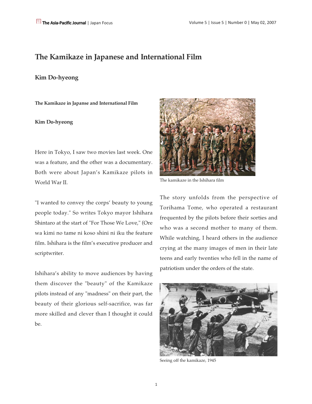The Kamikaze in Japanese and International Film