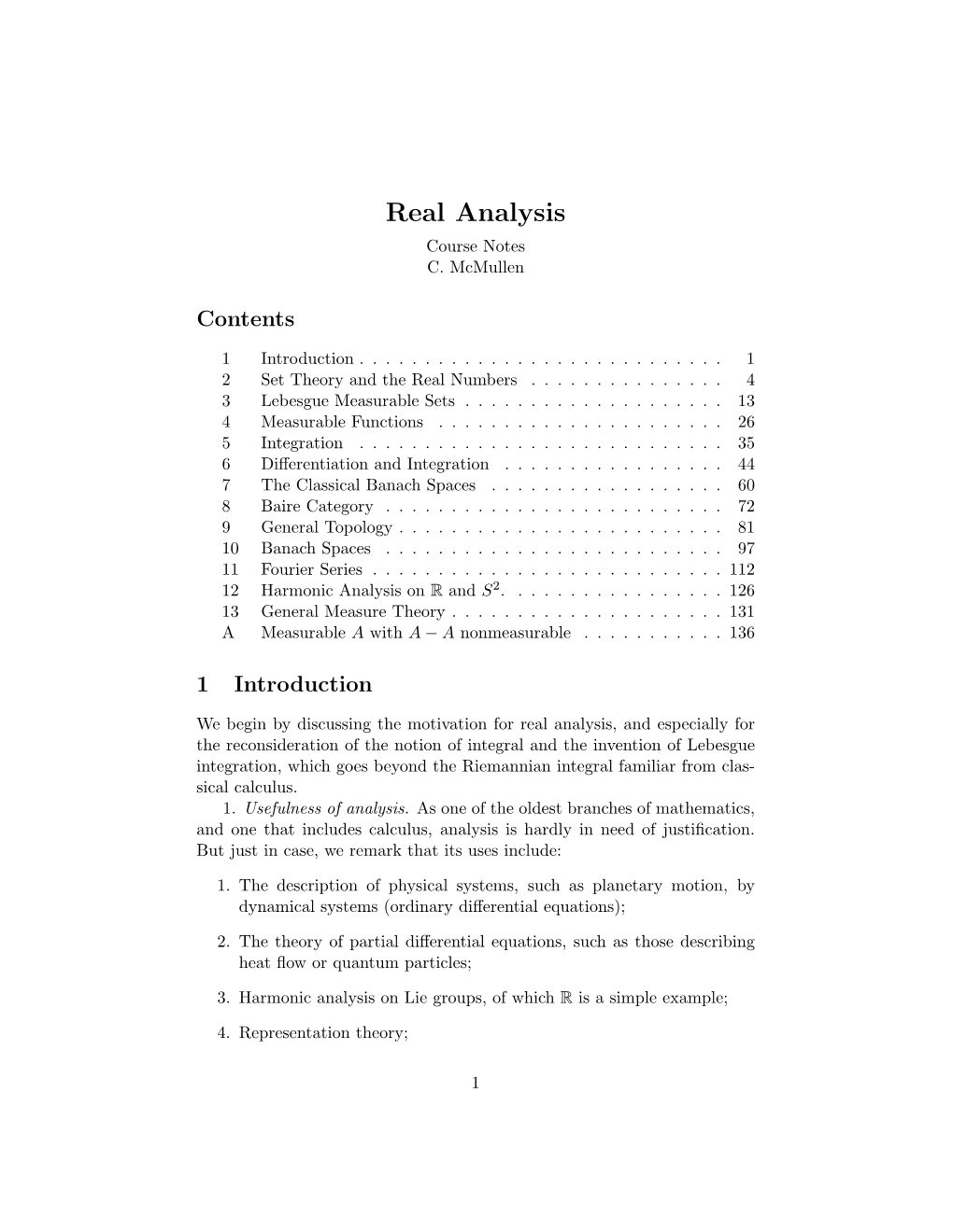 Real Analysis Course Notes C