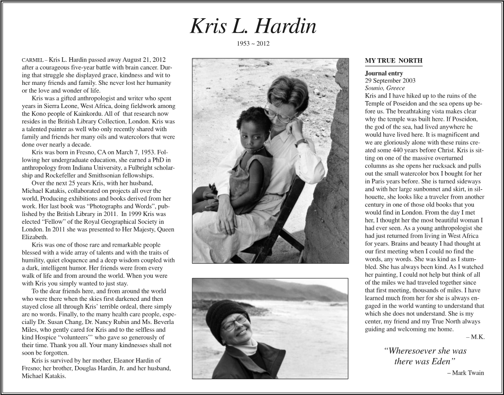 Kris L. Hardin Obituary