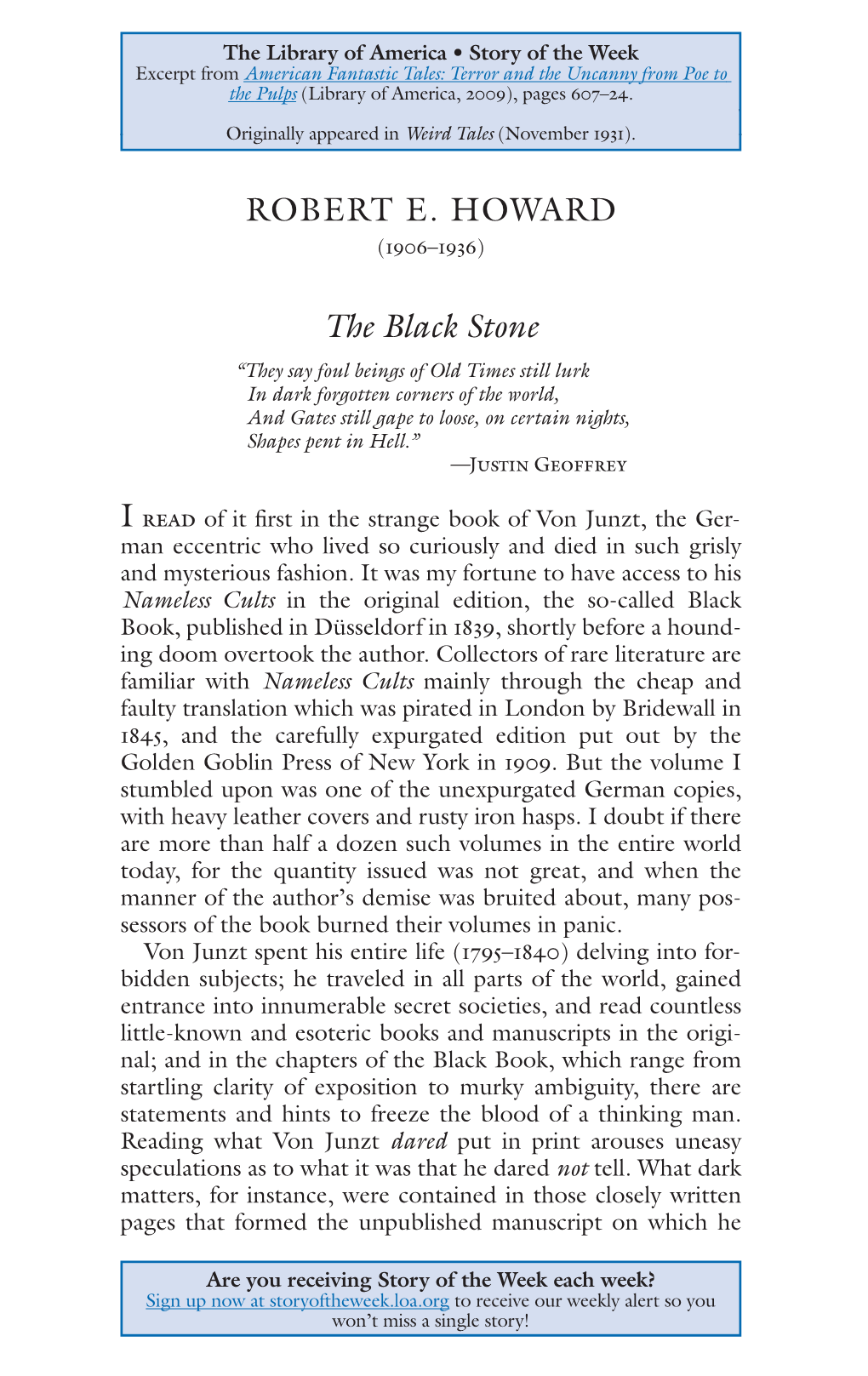 ROBERT E. HOWARD the Black Stone