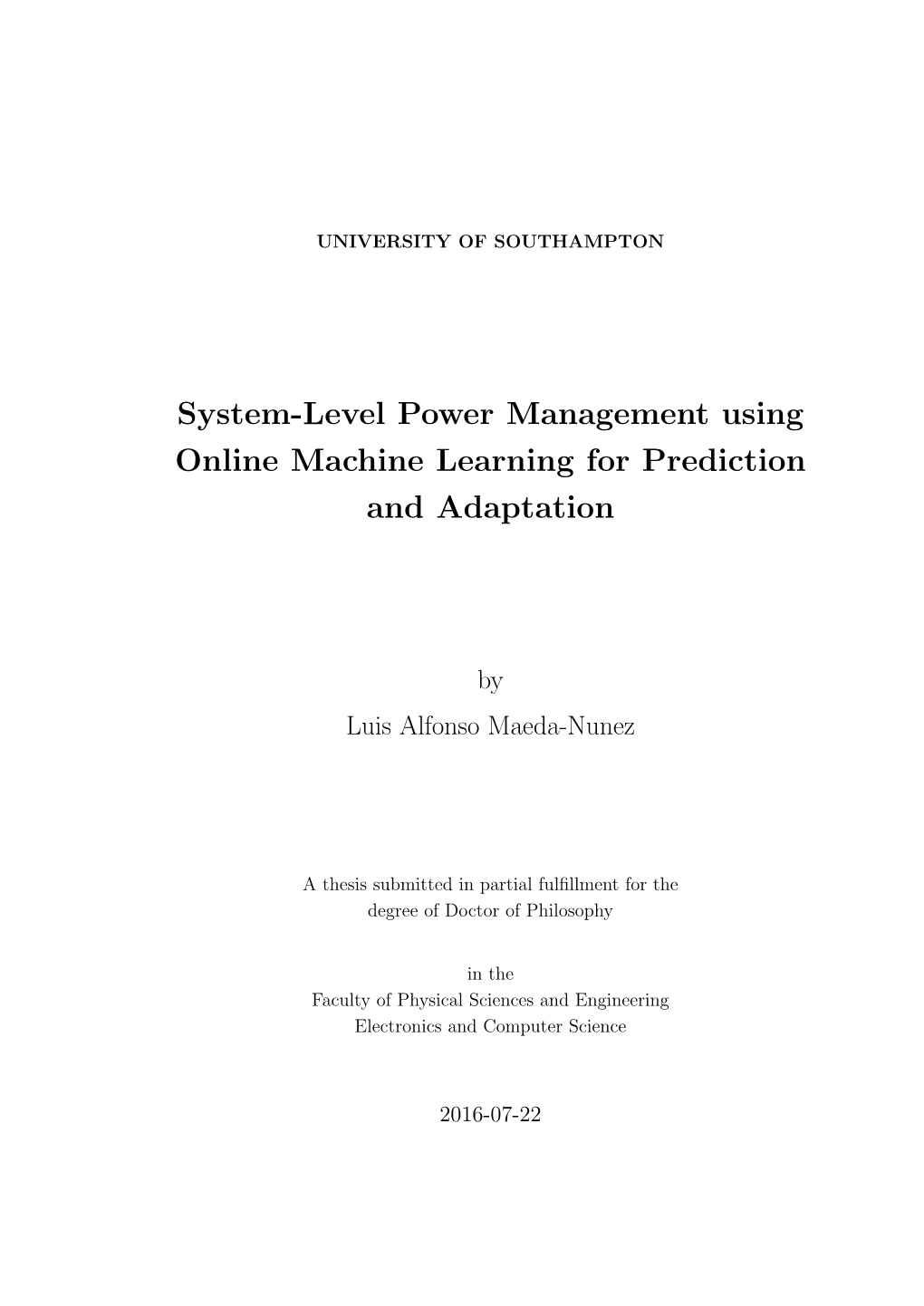 System-Level Power Management Using Online Machine Learning for Prediction and Adaptation