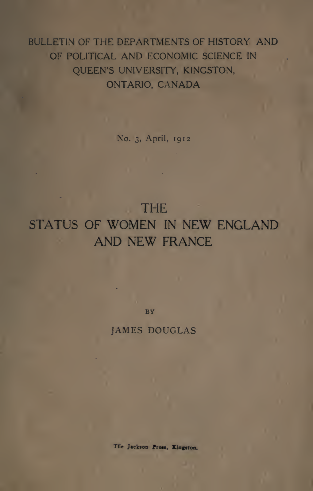 Status of Women in New England and New France