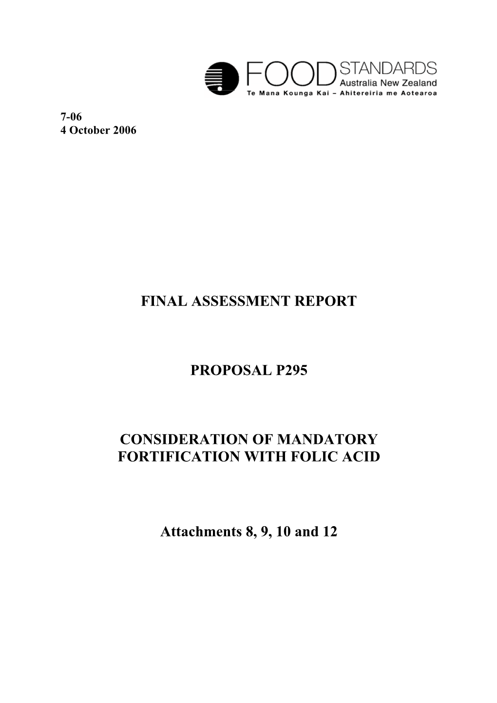 Final Assessment Report Proposal P295