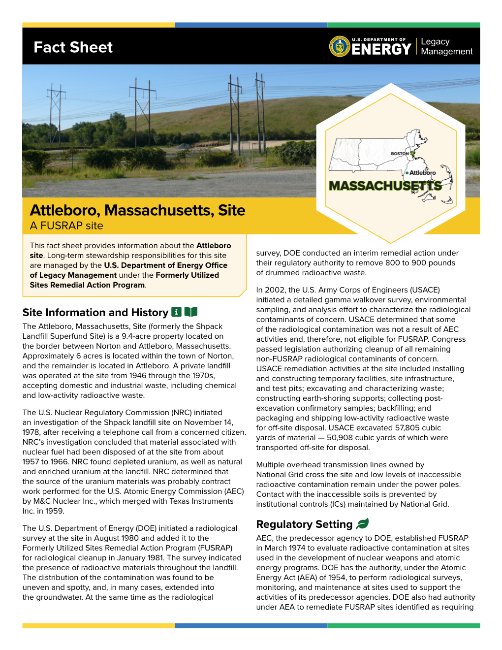 Attleboro, Massachusetts, Site Fact Sheet