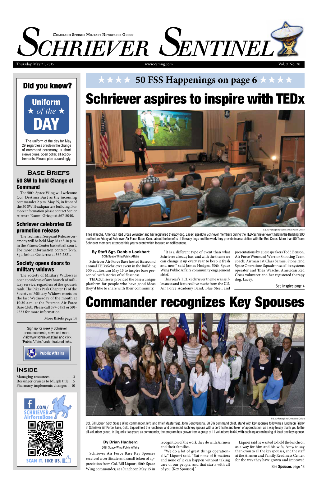 Commander Recognizes Key Spouses Schriever Aspires to Inspire with Tedx