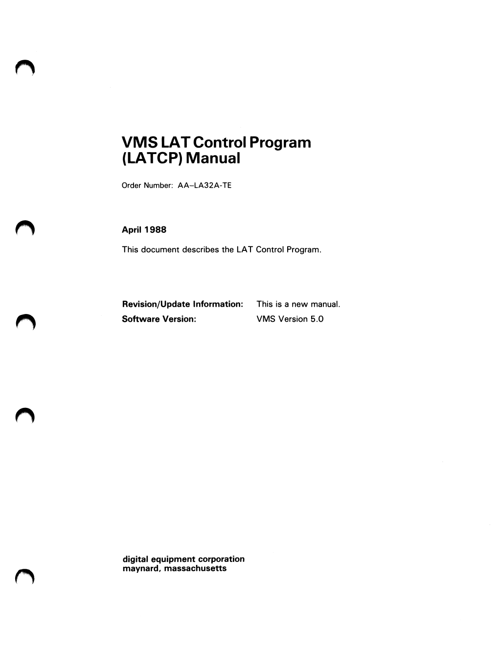 VMS LAT Control Program (LATCP)Manual