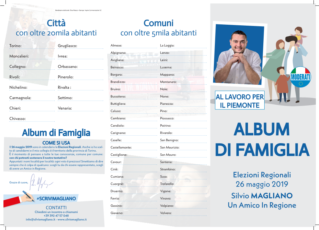 Album Di Famiglia Carignano: Rivarolo: ALBUM Caselle: San Benigno: COME SI USA Il 26 Maggio 2019 Sono in Calendario Le Elezioni Regionali