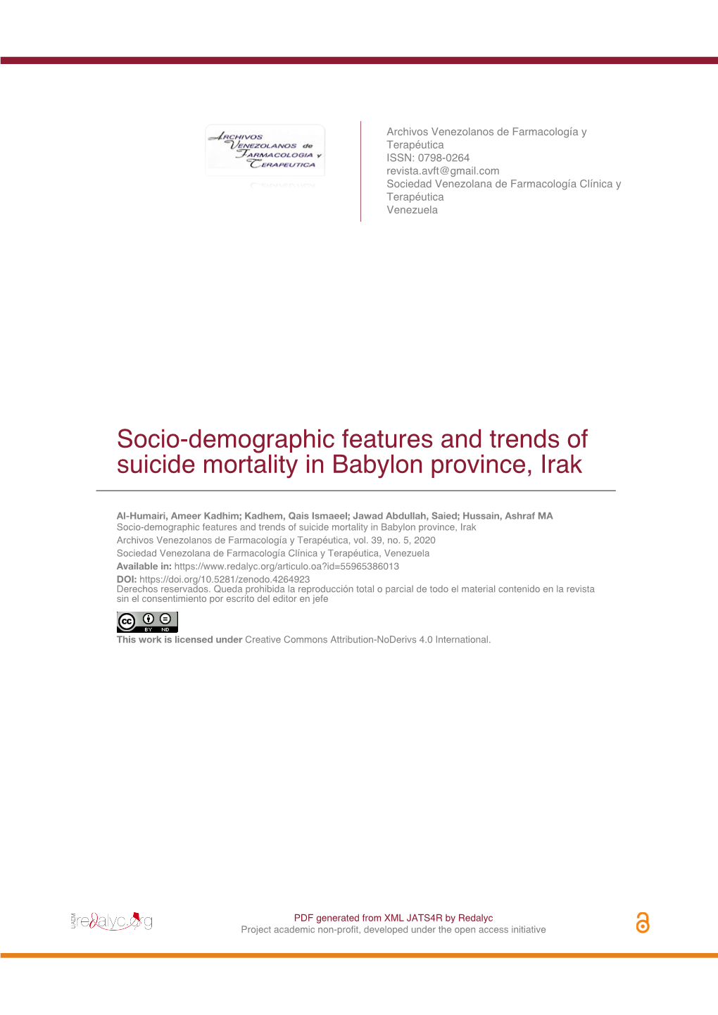 Socio-Demographic Features and Trends of Suicide Mortality in Babylon Province, Irak