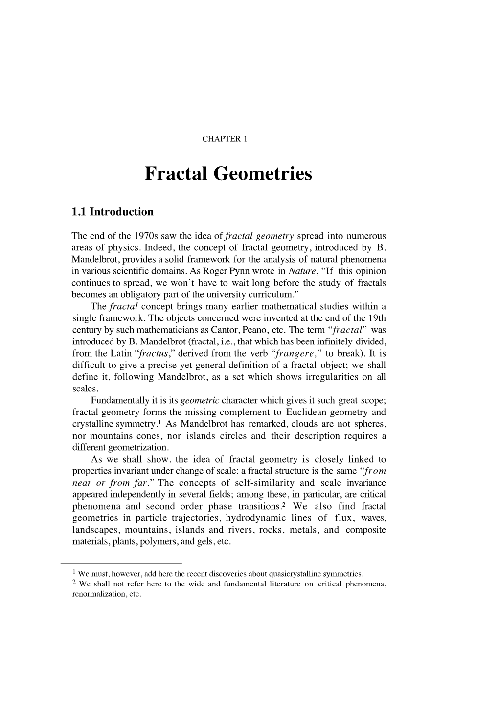 Chapter 1 Fractal Geometries