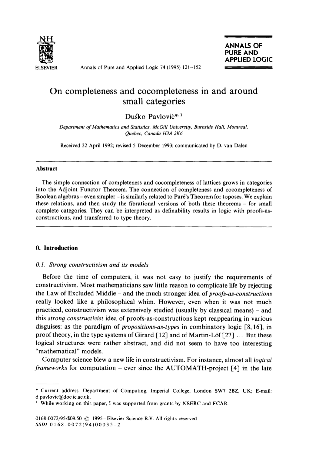 On Completeness and Cocompleteness in and Around Small Categories