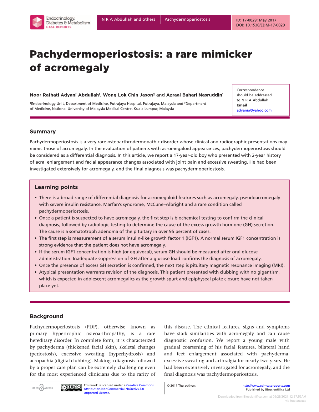 Pachydermoperiostosis: a Rare Mimicker of Acromegaly