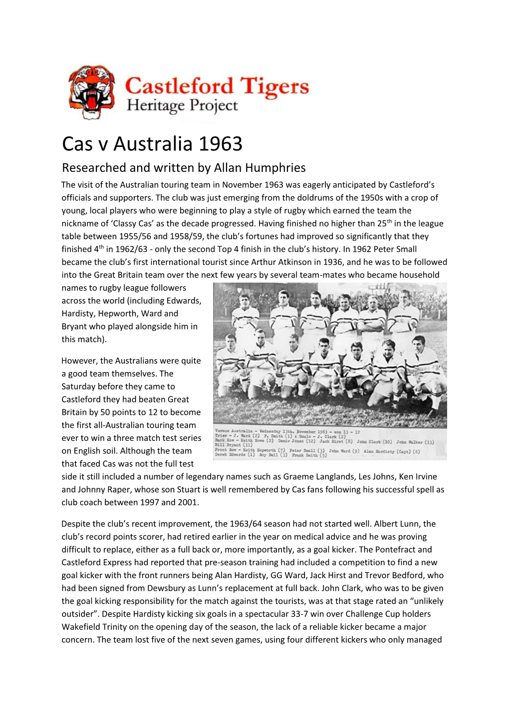 Cas V Australia 1963