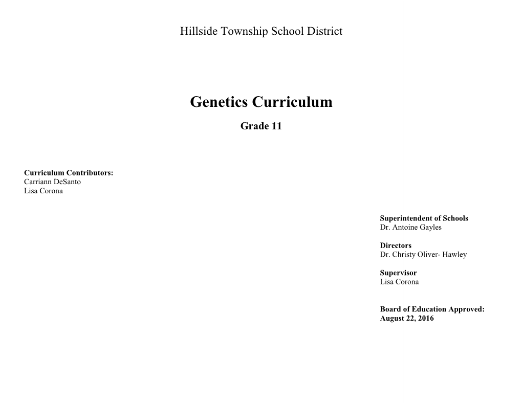 Genetics Curriculum