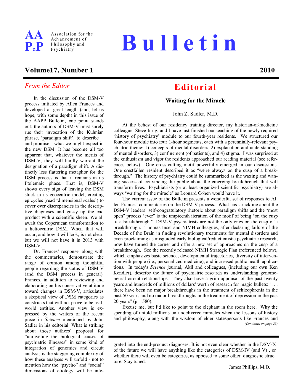 AAPP Bulletin Vol 17 #1, 2010