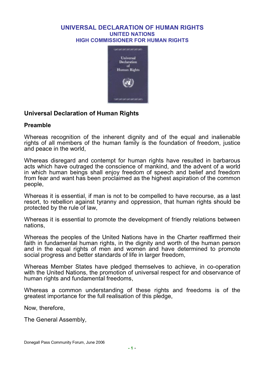 UNIVERSAL DECLARATION of HUMAN RIGHTS Universal