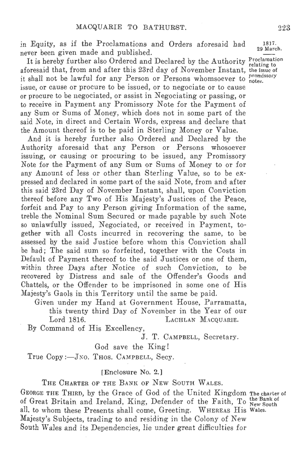 MACQUARIE to BATHURST. 223 M Equity, As If the Proclamations and Orders Aforesaid Had 1817