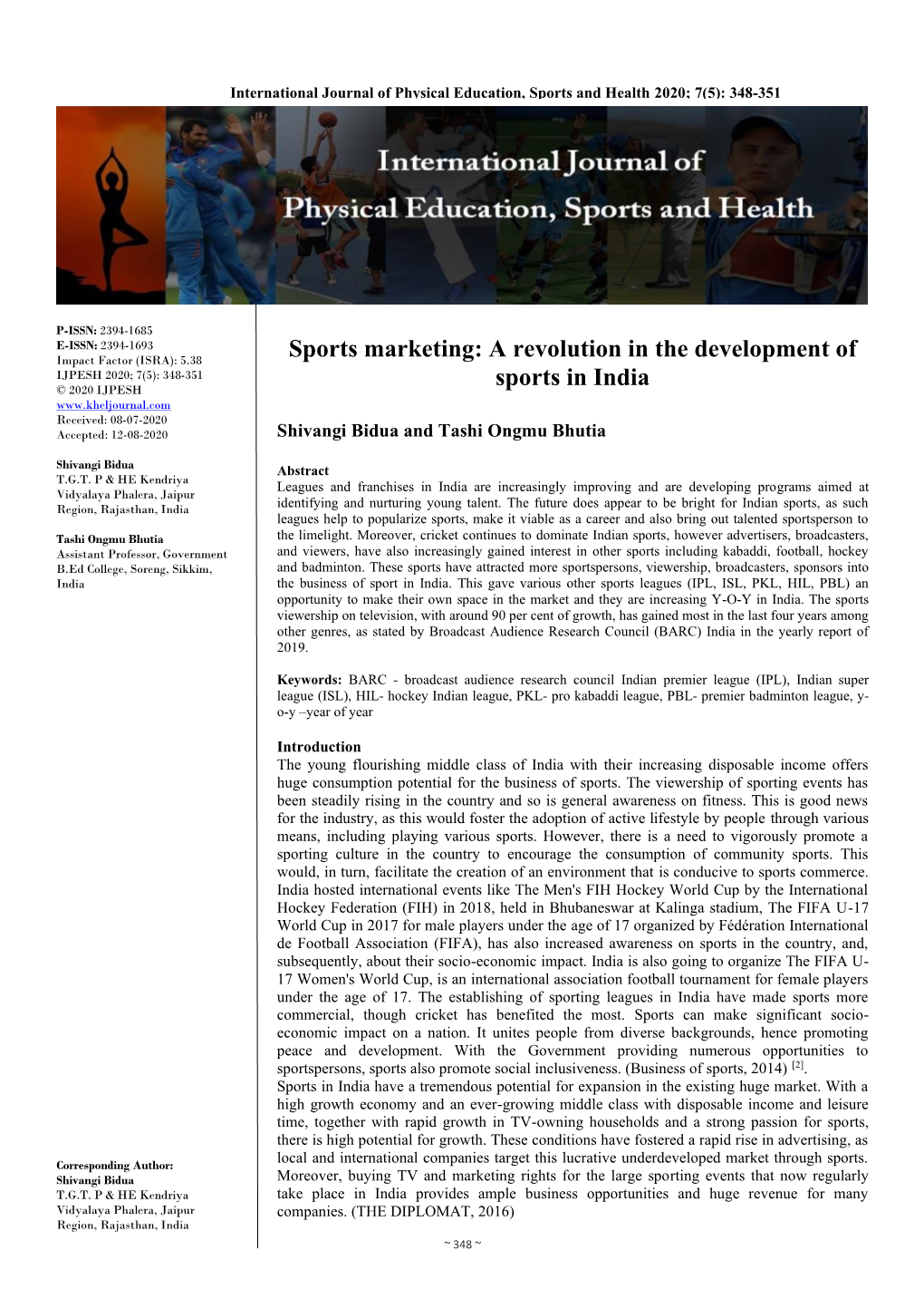 Sports Marketing: a Revolution in the Development of Sports in India