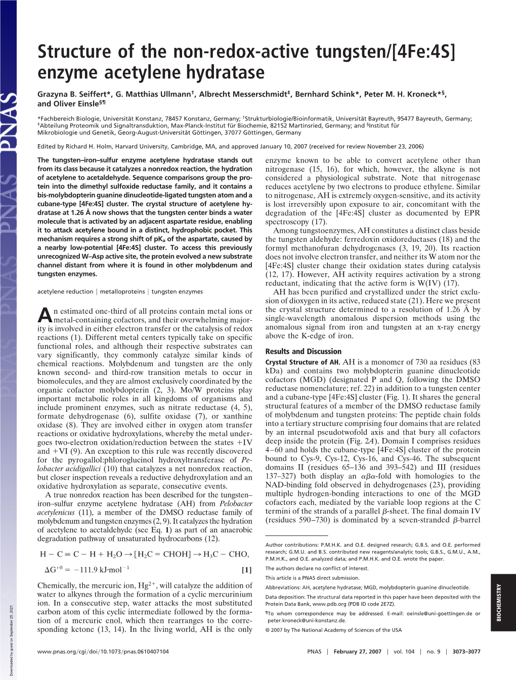 [4Fe:4S] Enzyme Acetylene Hydratase