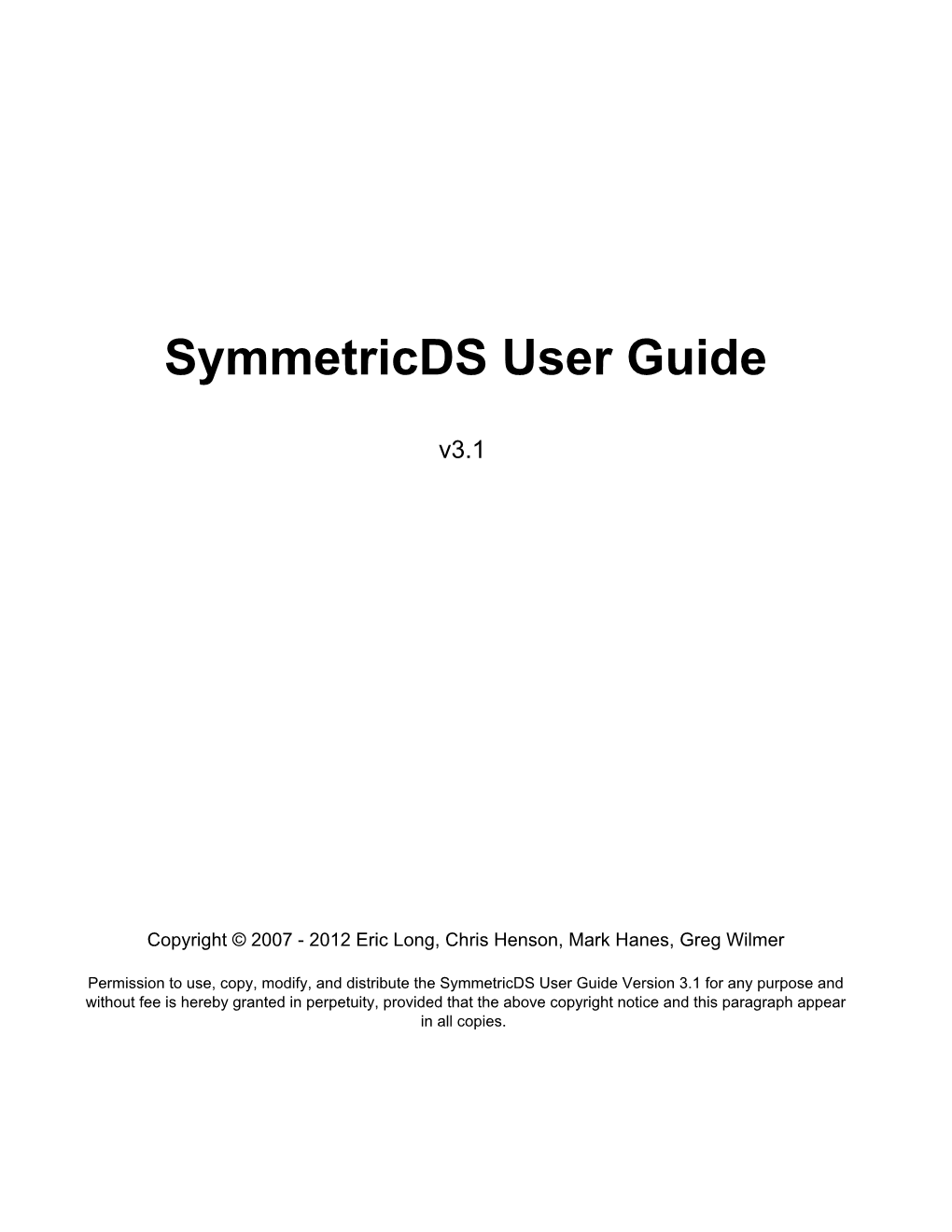 Symmetricds User Guide