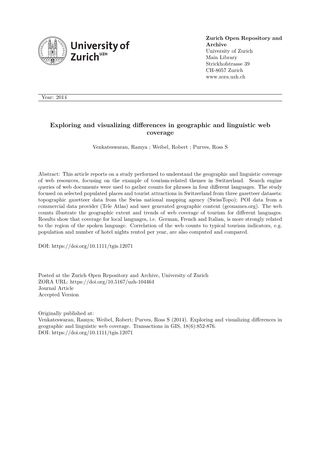 Exploring and Visualising Differences in Geographic and Linguistic Web Coverage