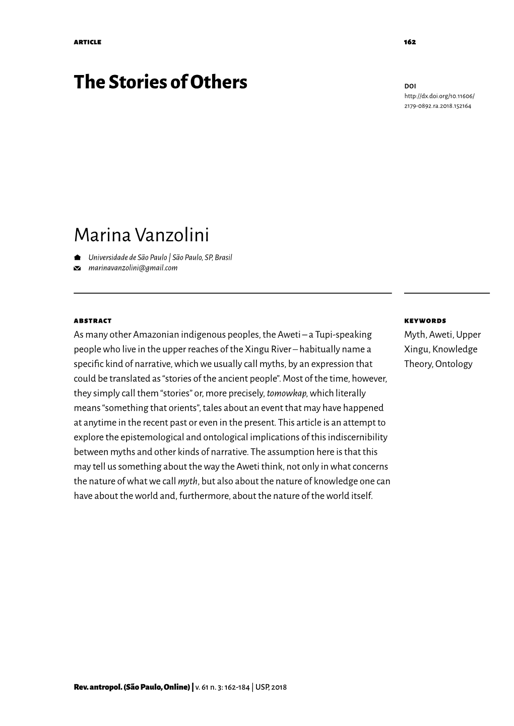 The Stories of Others Marina Vanzolini