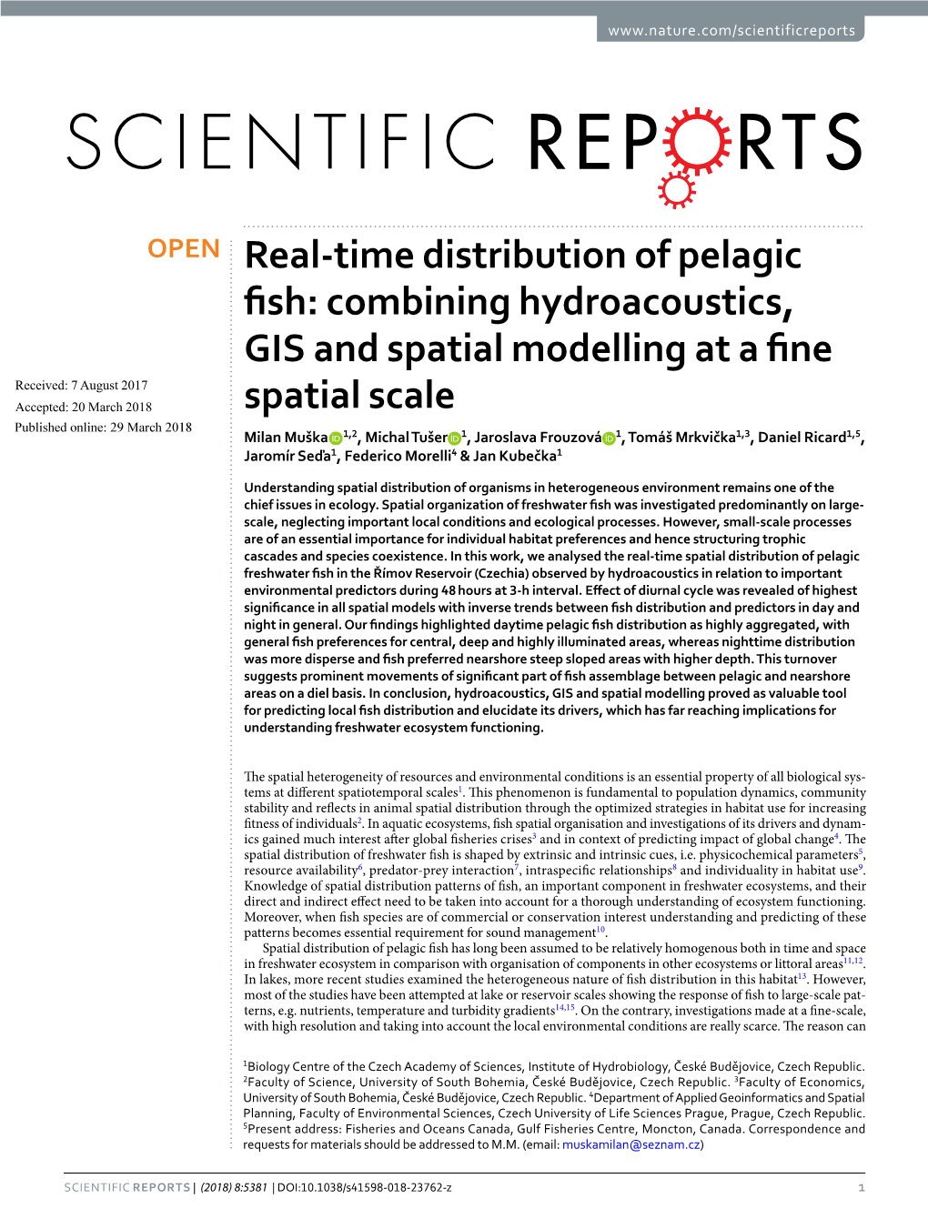 Real-Time Distribution of Pelagic Fish