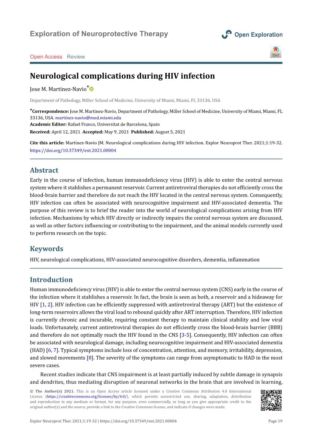 Neurological Complications During HIV Infection Jose M