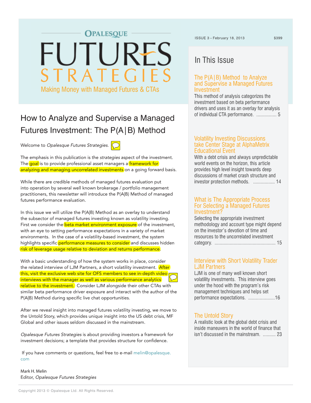 How to Analyze and Supervise a Managed Futures