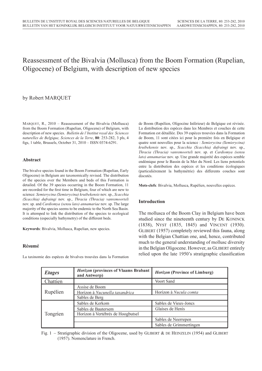 Mollusca) from the Boom Formation (Rupelian, Oligocene) of Belgium, with Description of New Species