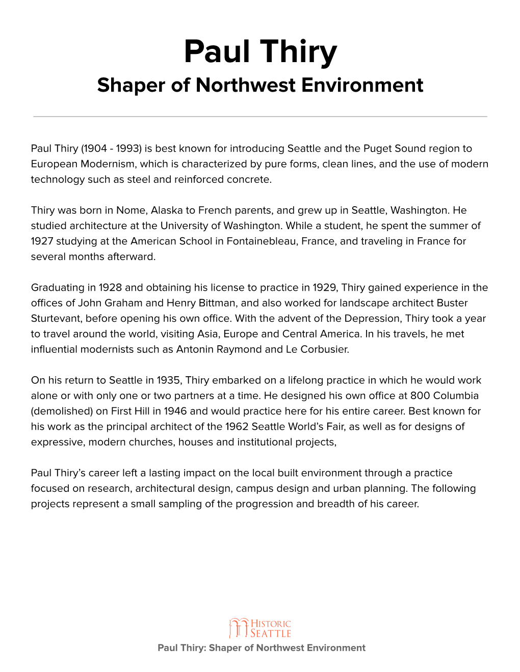 Paul Thiry Shaper of Northwest Environment