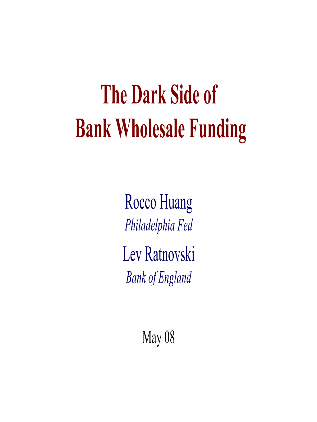 Wholesale Funding