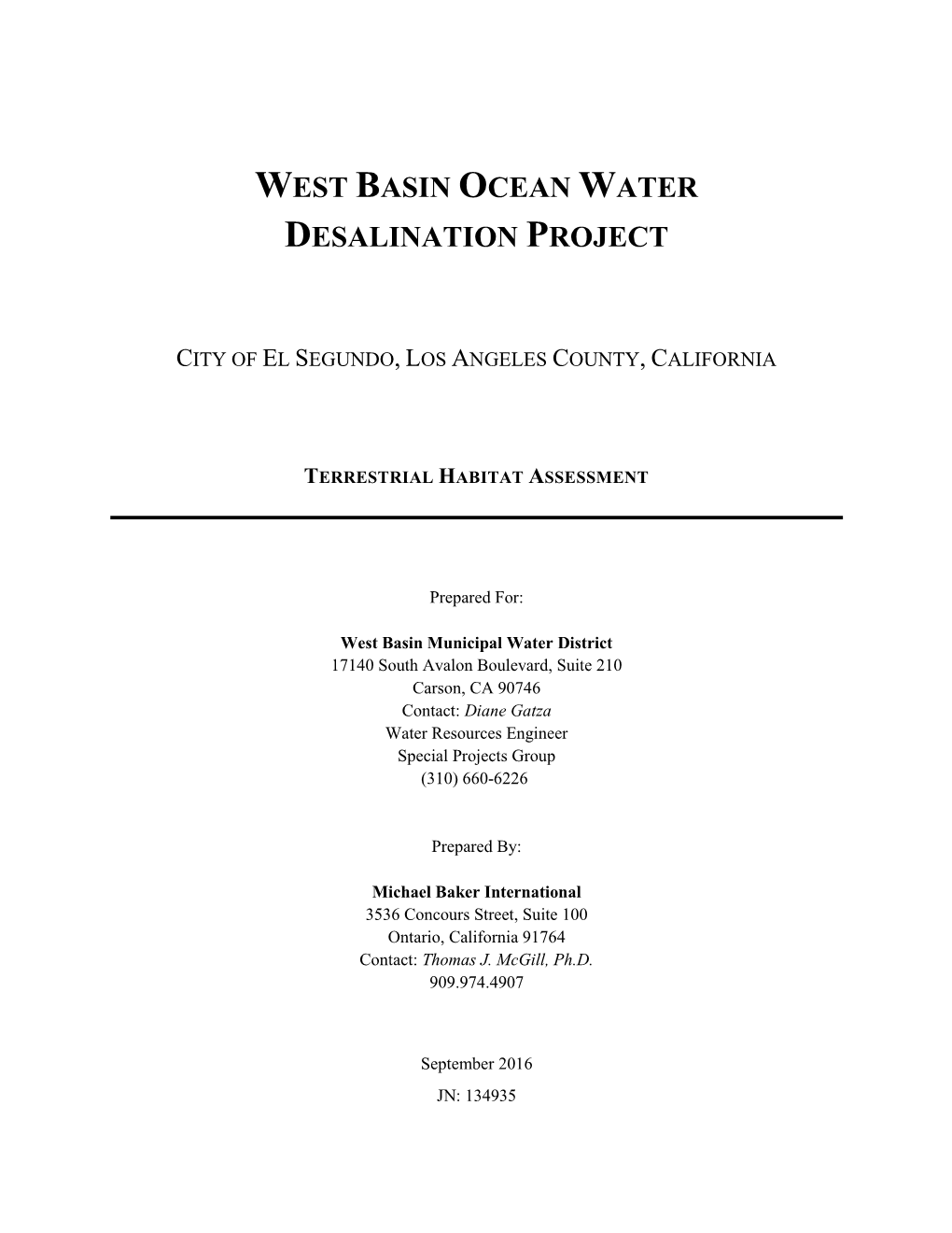 Appendix 6. West Basin Ocean Water Desalination Project Terrestrial