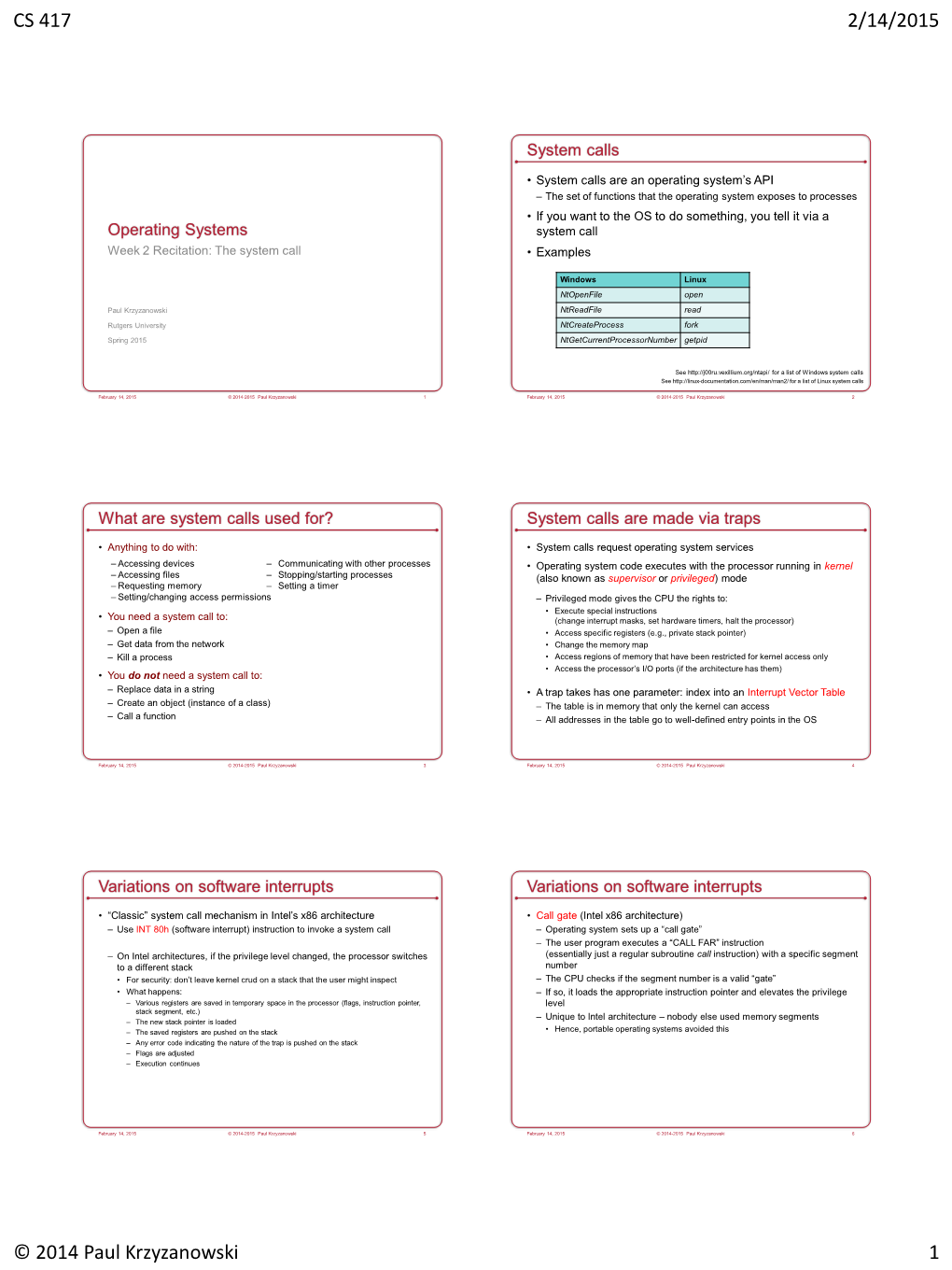 CS 417 2/14/2015 © 2014 Paul Krzyzanowski 1