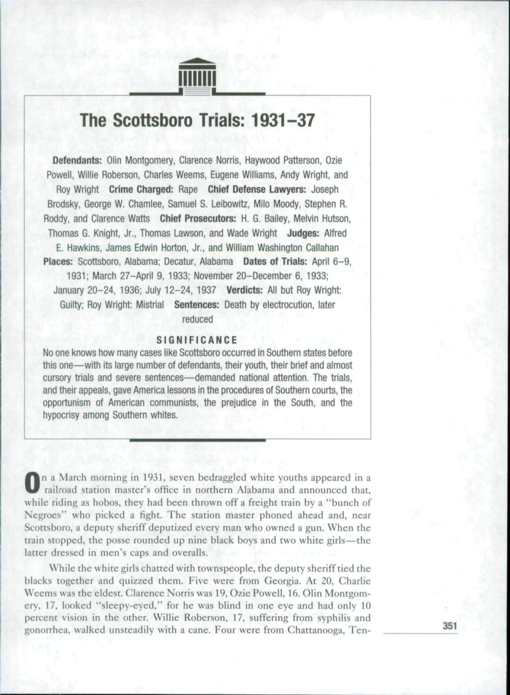 The Scottsboro Trials: 1931-37