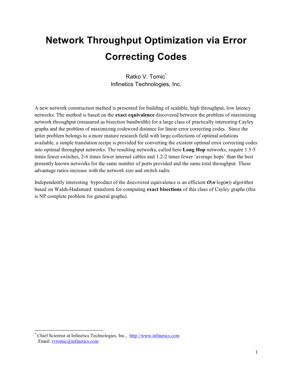 Network Throughput Optimization Via Error Correcting Codes