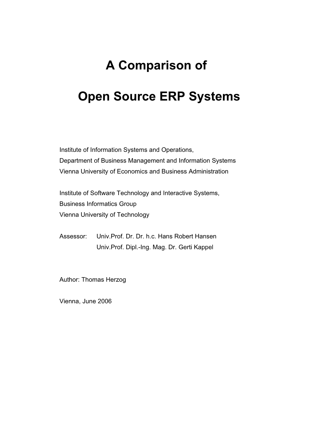 A Comparison of Open Source ERP Systems