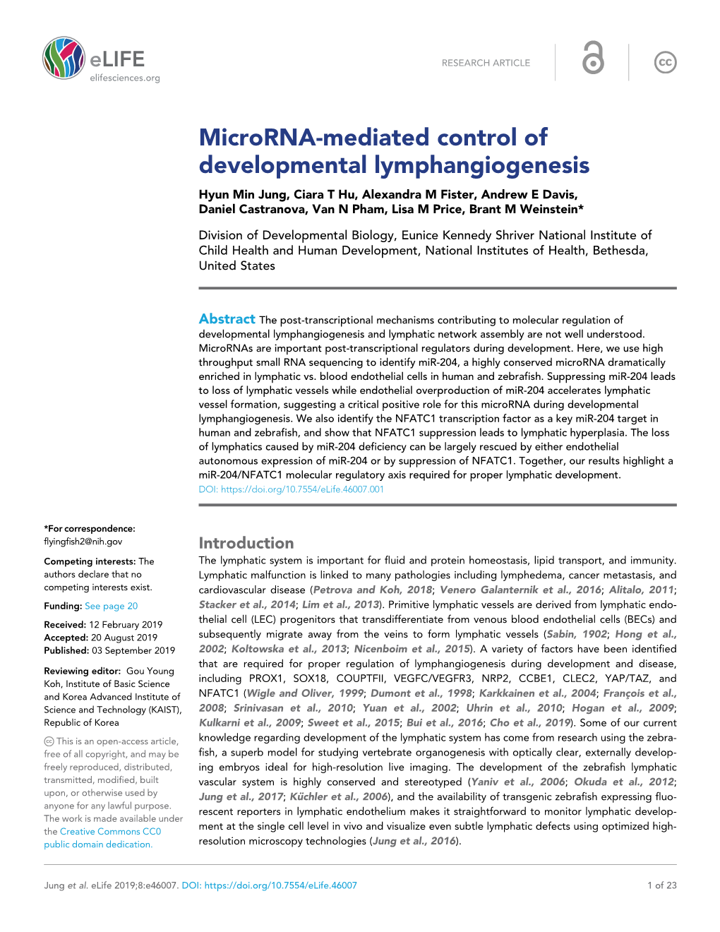 Microrna-Mediated Control of Developmental Lymphangiogenesis