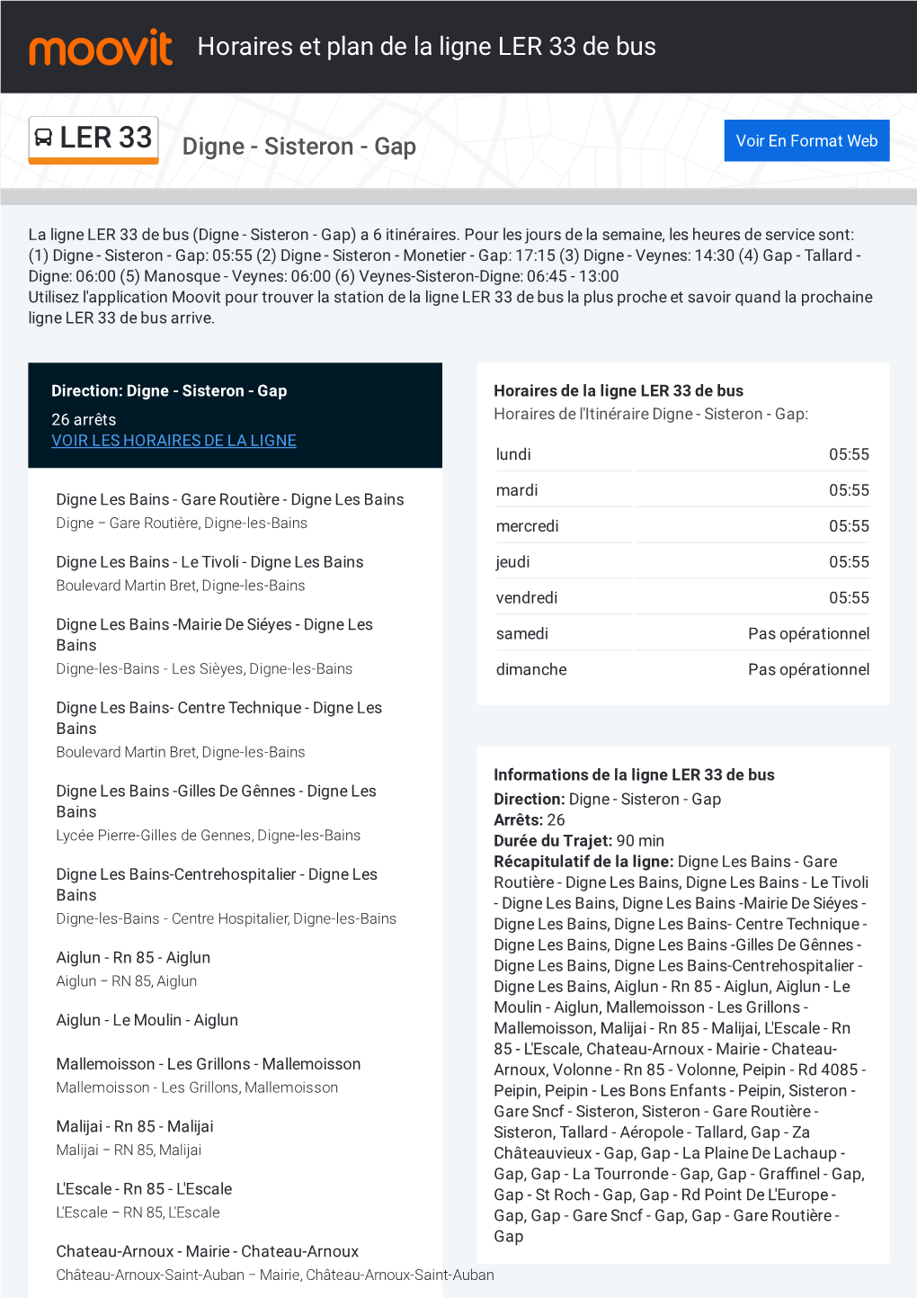 Horaires Et Trajet De La Ligne LER 33 De Bus Sur Une Carte