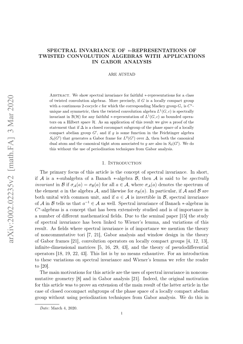 Arxiv:2002.02235V2 [Math.FA]