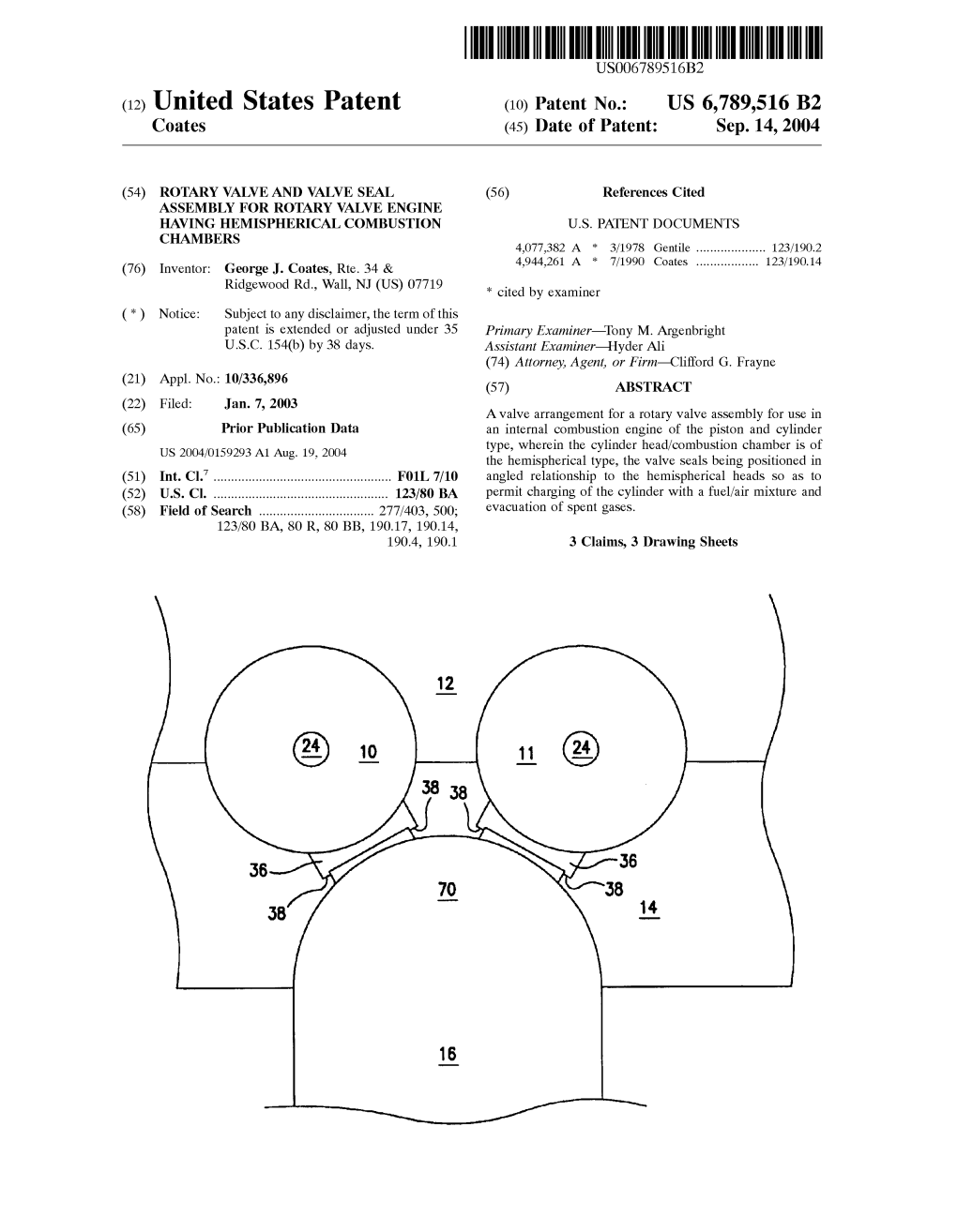 (12) United States Patent (10) Patent No.: US 6,789,516 B2 Coates (45) Date of Patent: Sep