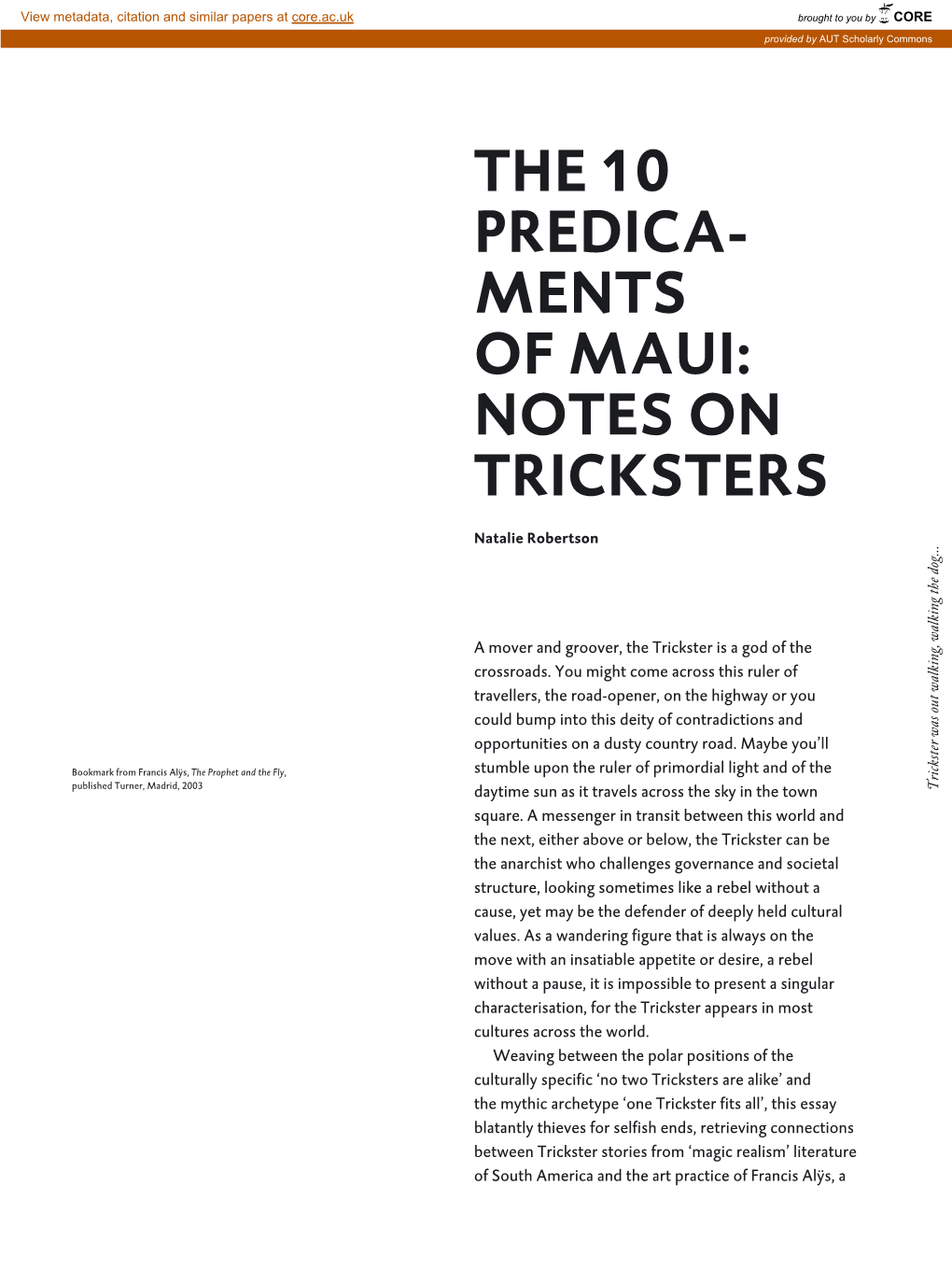 Ments of Maui: Notes on Tricksters