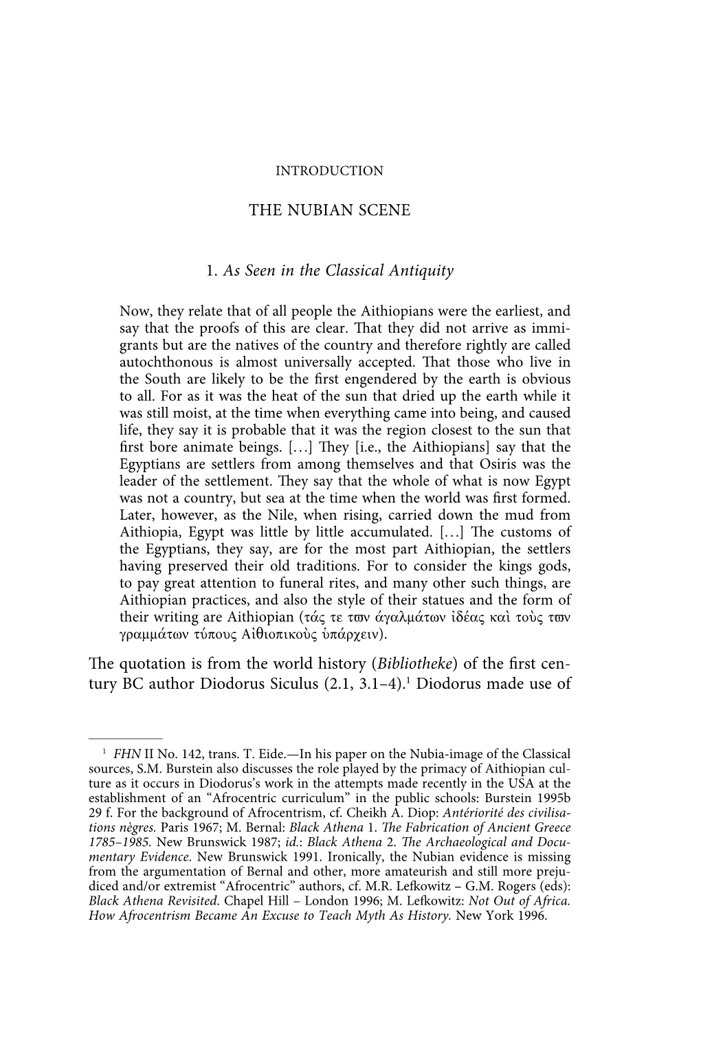 THE NUBIAN SCENE 1. As Seen in the Classical Antiquity The