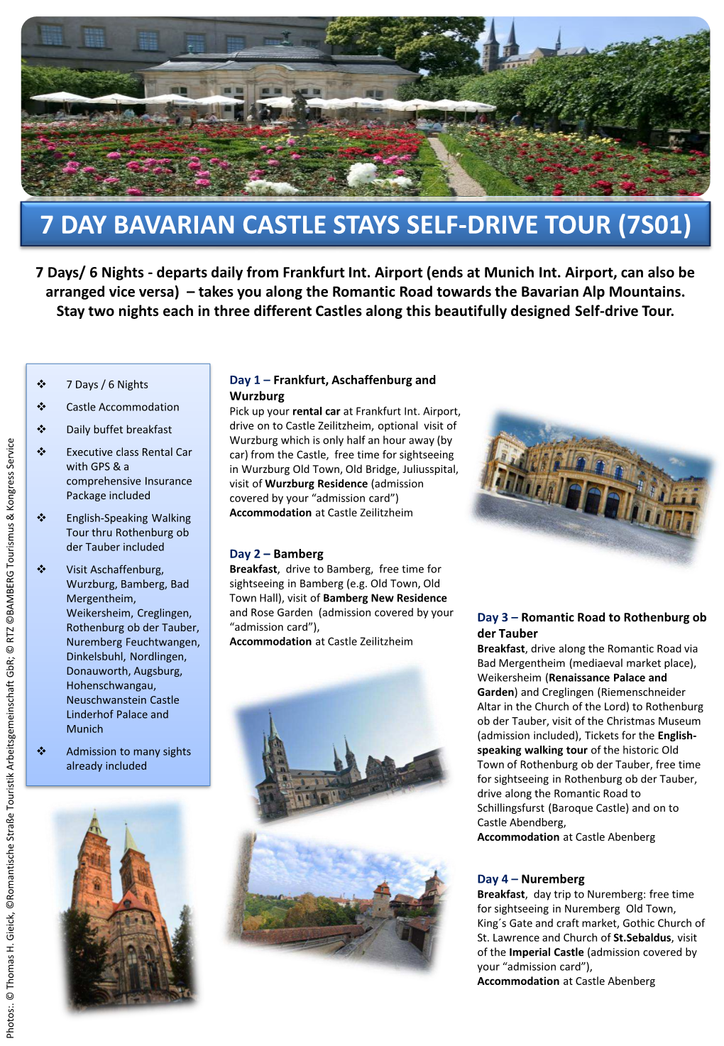 7 Day Bavarian Castle Stays Self-Drive Tour (7S01)