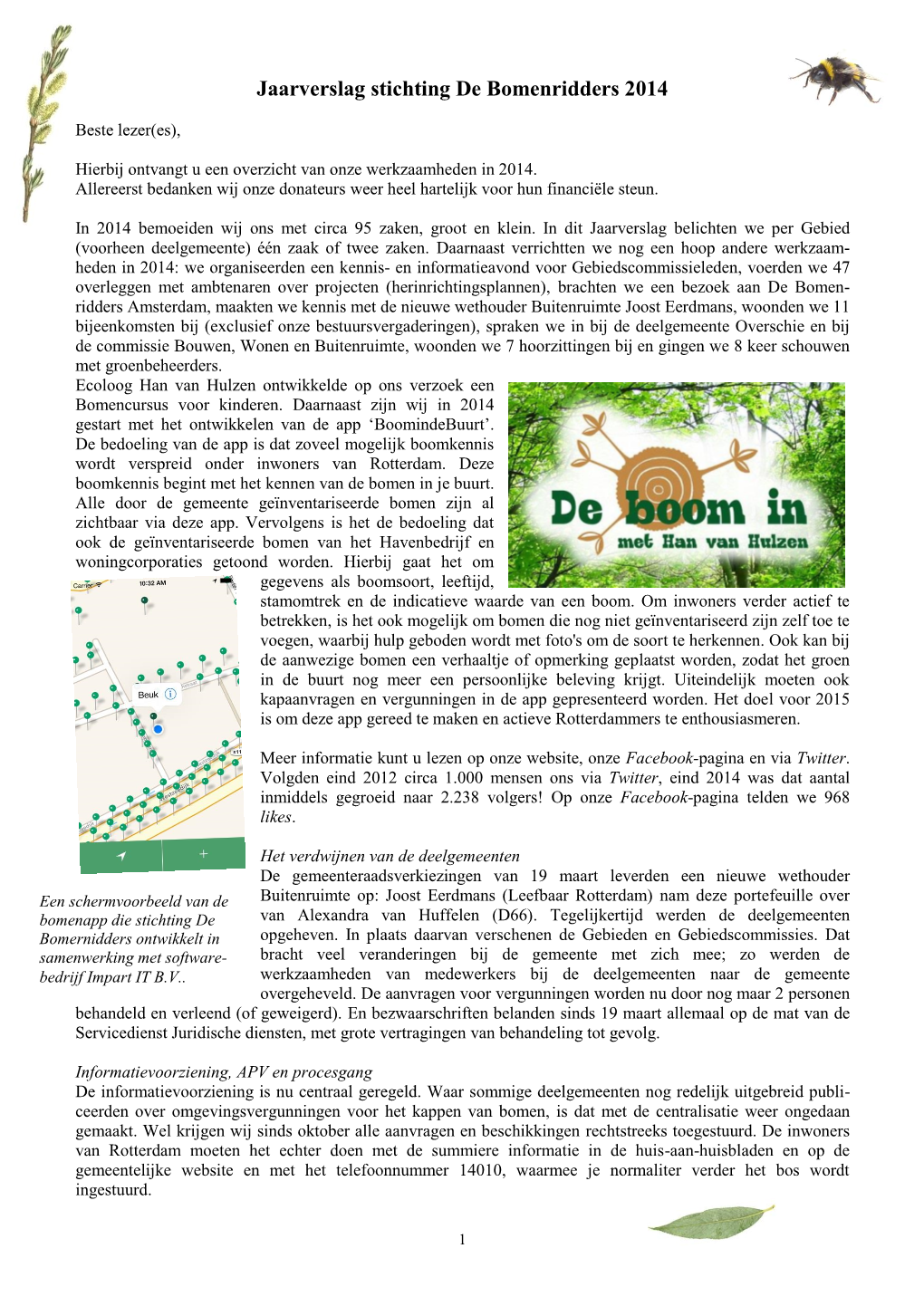 Jaarverslag Stichting De Bomenridders 2014